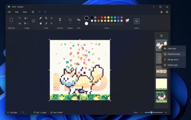 Nový Paint s podporou práce ve vrstvách v systému Windows 11 Insider