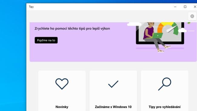 Aplikace Tipy, která je součástí Windows