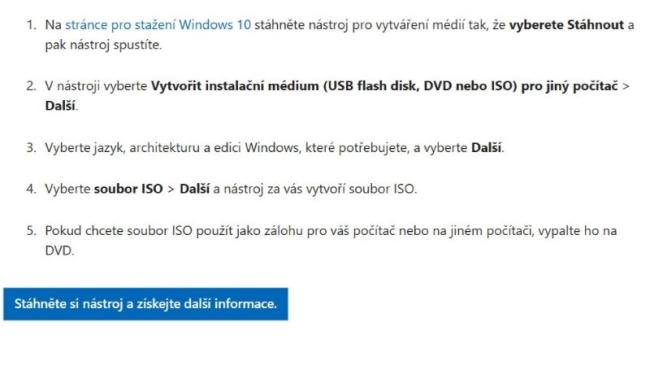 Odkaz na software Nástroj pro vytváření médií od Microsoftu