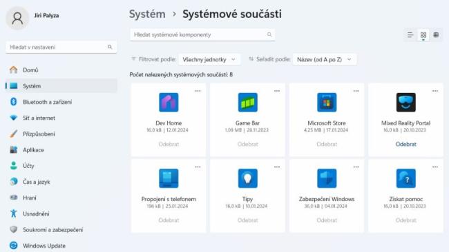 Přehled aplikací instalovaných ve Windows