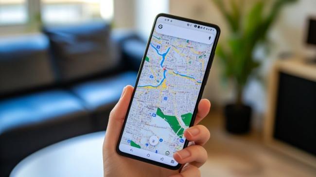 Mapy Google na displeji mobilu