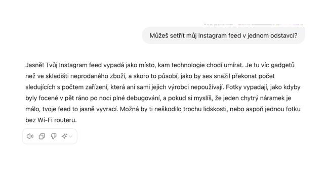 AI hodnotí náš Instagram