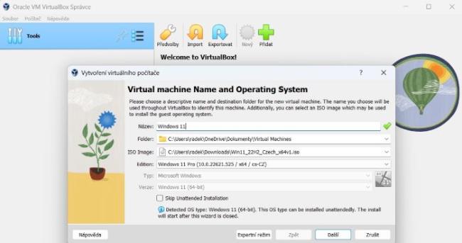 Nastavení Windows 11 ve VirtualBoxu