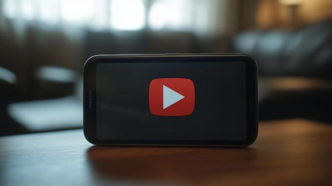 Symbol YouTube na displeji mobilu