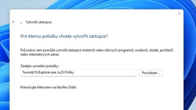 Nastavení Průzkumníka souborů pro otevření v konkrétní složce