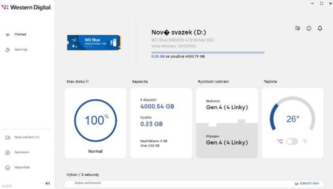 Aplikace WD Dashboard