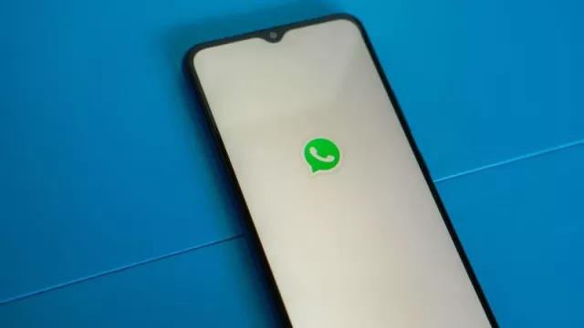 Logo aplikace WhatsApp na displeji smartphonu