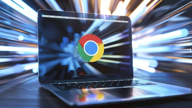 Internetový prohlížeč Chrome na displeji laptopu